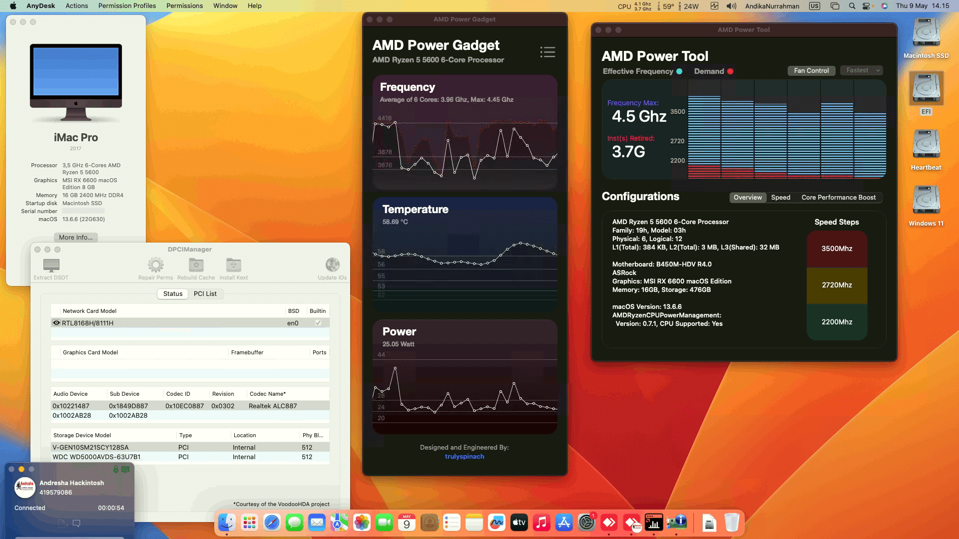 Success Hackintosh macOS Ventura 13.6.6 Build 22G630 in Asrock B450M-HDV R4.0 + AMD Ryzen 5 5600 + MSI RX 6600